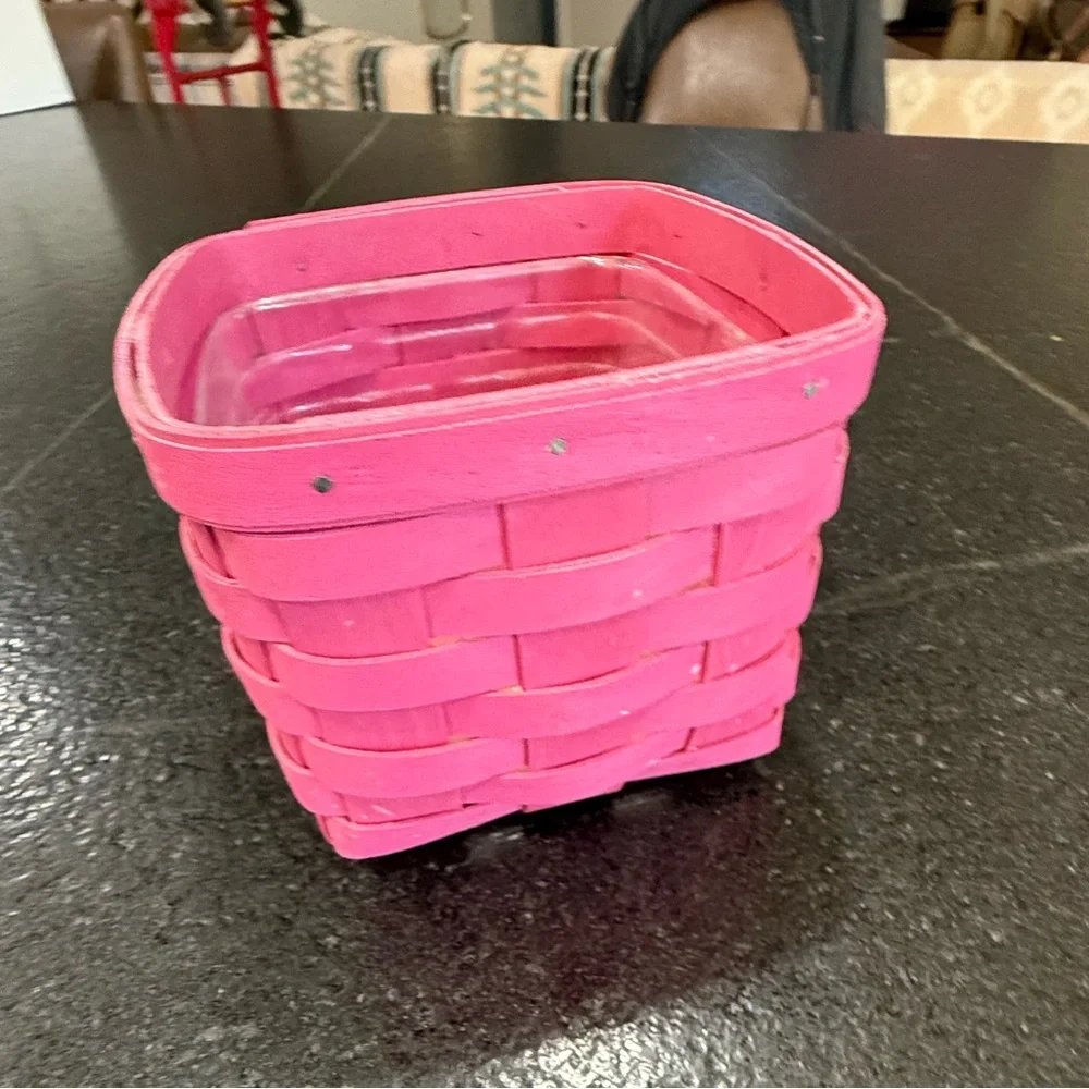 Longaberger Summer Brights 2010 Teaspoon Basket Pink w/ Plastic Liner